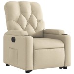 vidaXL Fotoliu electric rabatabil cu ridicare, crem, textil
