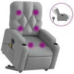 vidaXL Fotoliu electric masaj rabatabil cu ridicare, gri închis textil