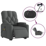 vidaXL Fotoliu electric masaj rabatabil cu ridicare, gri închis textil