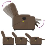 vidaXL Fotoliu electric de masaj rabatabil cu ridicare, maro, textil
