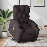 vidaXL Fotoliu electric masaj rabatabil cu ridicare maro închis textil vidaXL Fotoliu electric masaj rabatabil cu ridicare maro închis textil