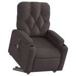 vidaXL Fotoliu electric masaj rabatabil cu ridicare maro închis textil vidaXL Fotoliu electric masaj rabatabil cu ridicare maro închis textil