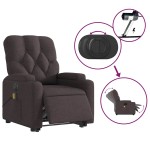 vidaXL Fotoliu electric masaj rabatabil cu ridicare maro închis textil vidaXL Fotoliu electric masaj rabatabil cu ridicare maro închis textil
