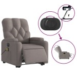 vidaXL Fotoliu electric masaj rabatabil cu ridicare, gri taupe, textil