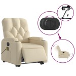 vidaXL Fotoliu electric de masaj rabatabil cu ridicare, crem, textil vidaXL Fotoliu electric de masaj rabatabil cu ridicare, crem, textil