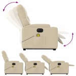vidaXL Fotoliu electric de masaj rabatabil cu ridicare, crem, textil vidaXL Fotoliu electric de masaj rabatabil cu ridicare, crem, textil