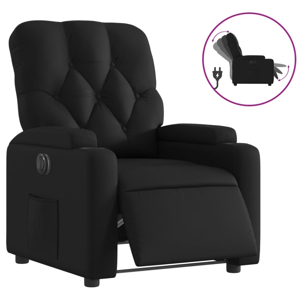 vidaXL Fotoliu rabatabil electric, negru, piele ecologică