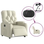 vidaXL Fotoliu rabatabil electric, crem, piele ecologică