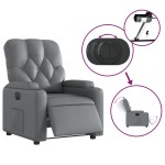 vidaXL Fotoliu rabatabil electric, gri, piele ecologică