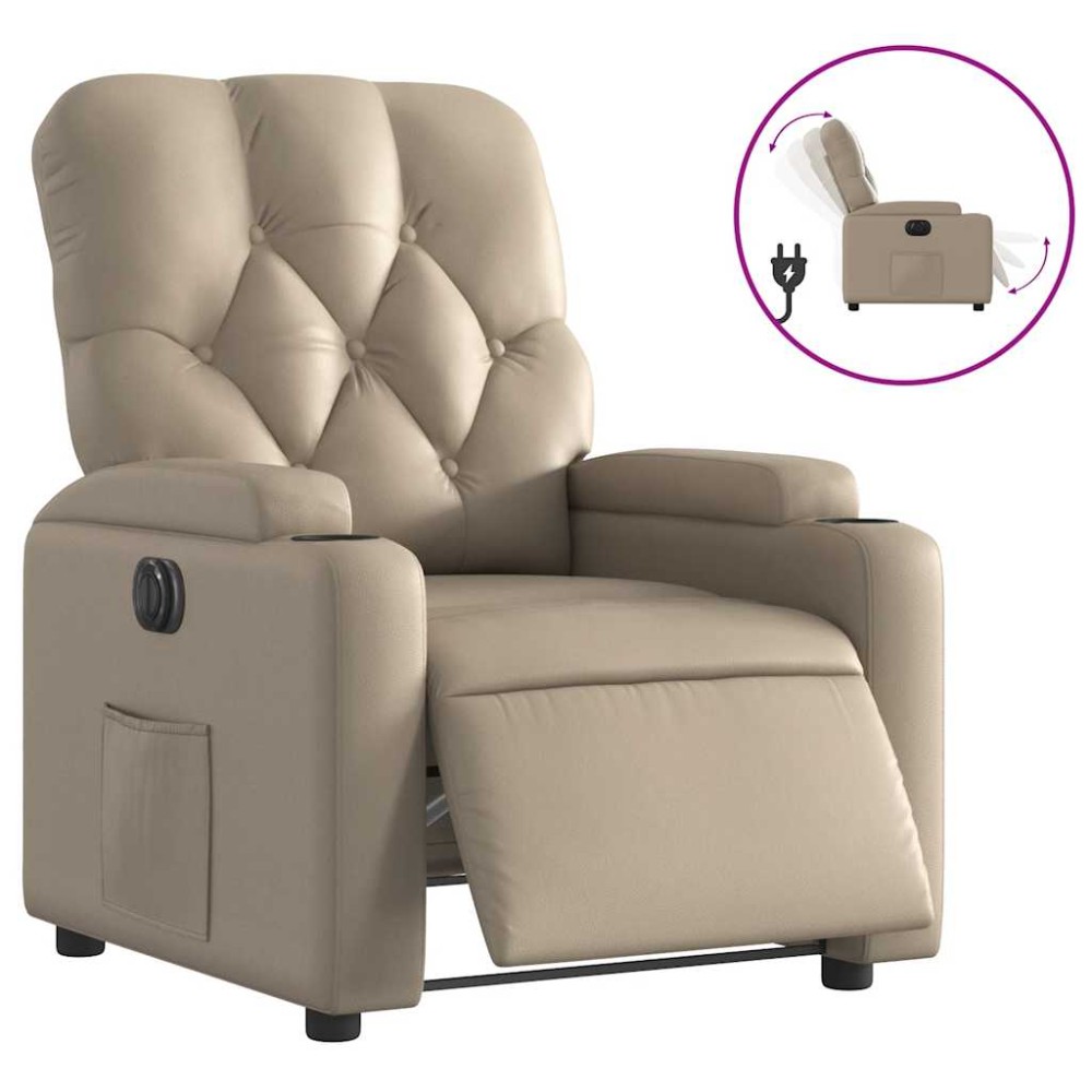 vidaXL Fotoliu rabatabil electric, cappuccino, piele ecologică