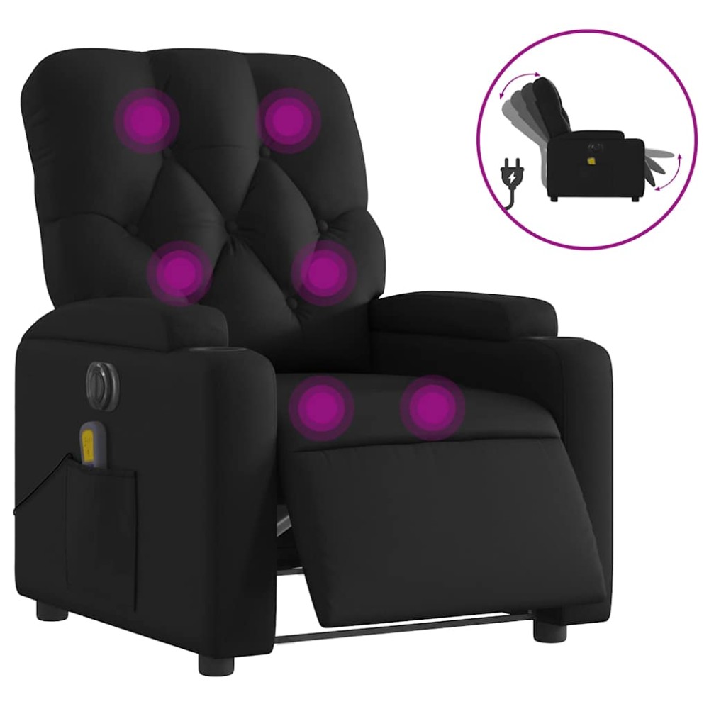 vidaXL Fotoliu electric de masaj rabatabil, negru, piele ecologică