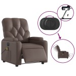 vidaXL Fotoliu electric de masaj rabatabil, maro, piele ecologică