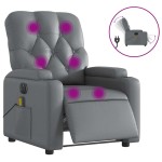 vidaXL Fotoliu de masaj electric rabatabil, gri, piele ecologică