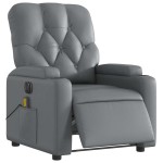 vidaXL Fotoliu de masaj electric rabatabil, gri, piele ecologică