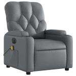 vidaXL Fotoliu de masaj electric rabatabil, gri, piele ecologică