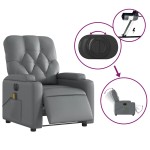 vidaXL Fotoliu de masaj electric rabatabil, gri, piele ecologică