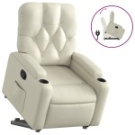 vidaXL Fotoliu rabatabil cu ridicare, crem, piele ecologică