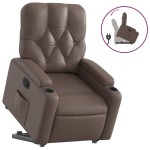 vidaXL Fotoliu rabatabil cu ridicare, maro, piele ecologică vidaXL Fotoliu rabatabil cu ridicare, maro, piele ecologică