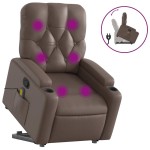 vidaXL Fotoliu de masaj rabatabil cu ridicare, maro, piele ecologică