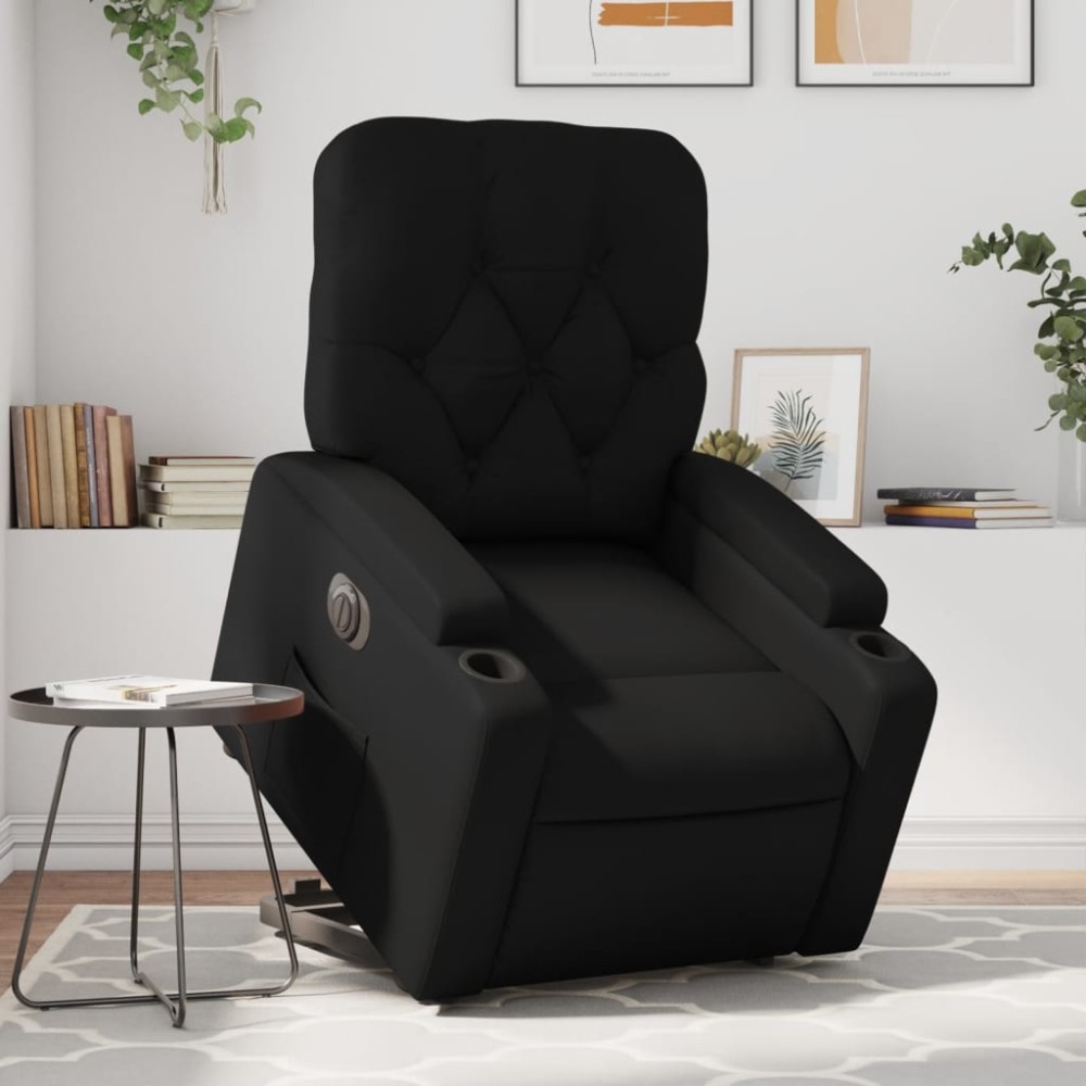 vidaXL Fotoliu rabatabil electric cu ridicare, negru, piele ecologică
