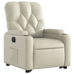 vidaXL Fotoliu rabatabil electric cu ridicare, crem, piele ecologică