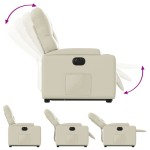 vidaXL Fotoliu rabatabil electric cu ridicare, crem, piele ecologică
