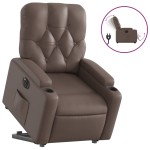 vidaXL Fotoliu rabatabil electric cu ridicare, maro, piele ecologică