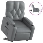 vidaXL Fotoliu rabatabil electric cu ridicare, gri, piele ecologică