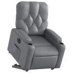 vidaXL Fotoliu rabatabil electric cu ridicare, gri, piele ecologică