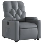 vidaXL Fotoliu rabatabil electric cu ridicare, gri, piele ecologică