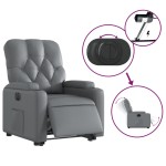 vidaXL Fotoliu rabatabil electric cu ridicare, gri, piele ecologică