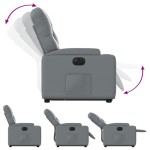 vidaXL Fotoliu rabatabil electric cu ridicare, gri, piele ecologică