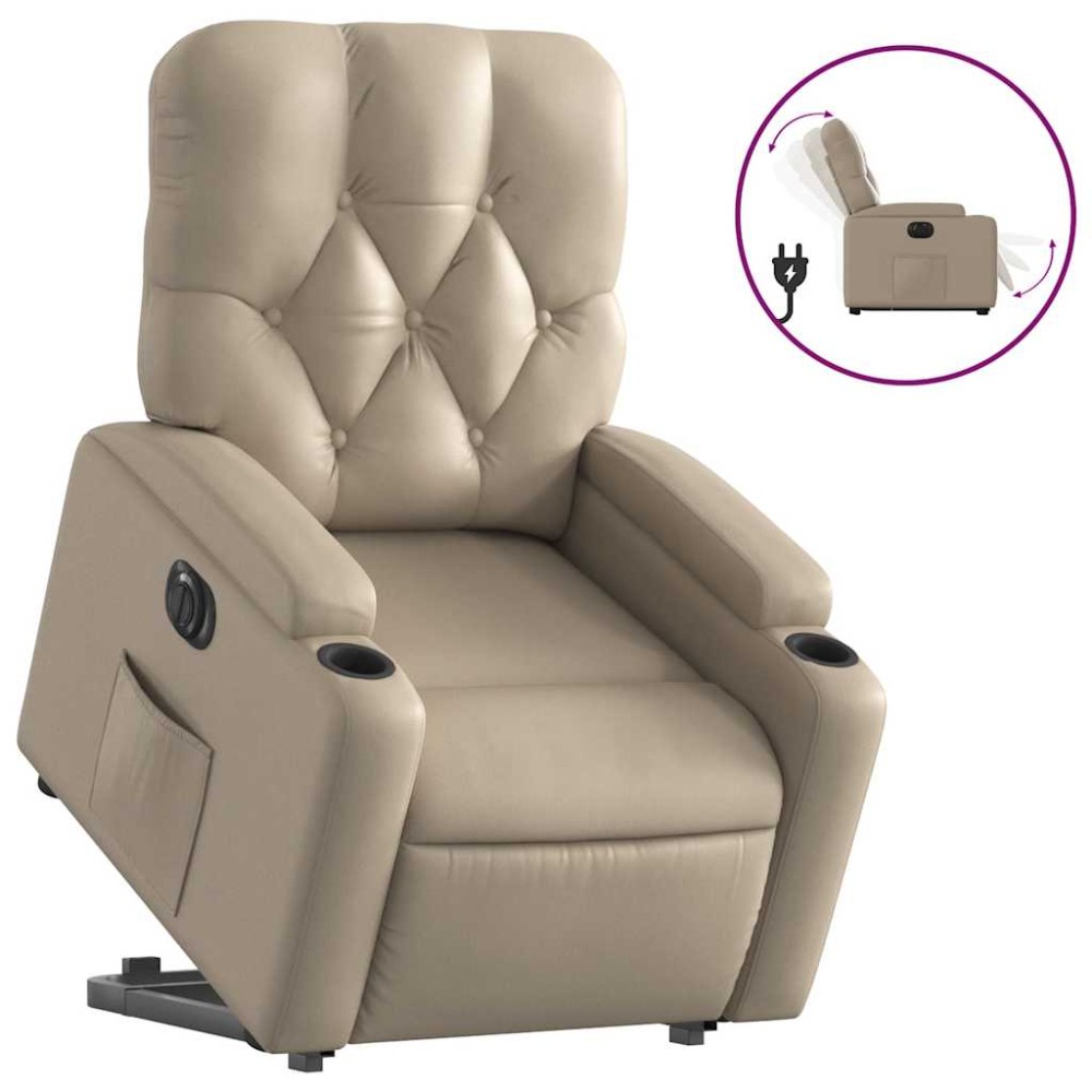 vidaXL Fotoliu rabatabil electric cu ridicare, cappuccino