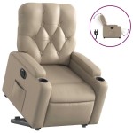 vidaXL Fotoliu rabatabil electric cu ridicare, cappuccino