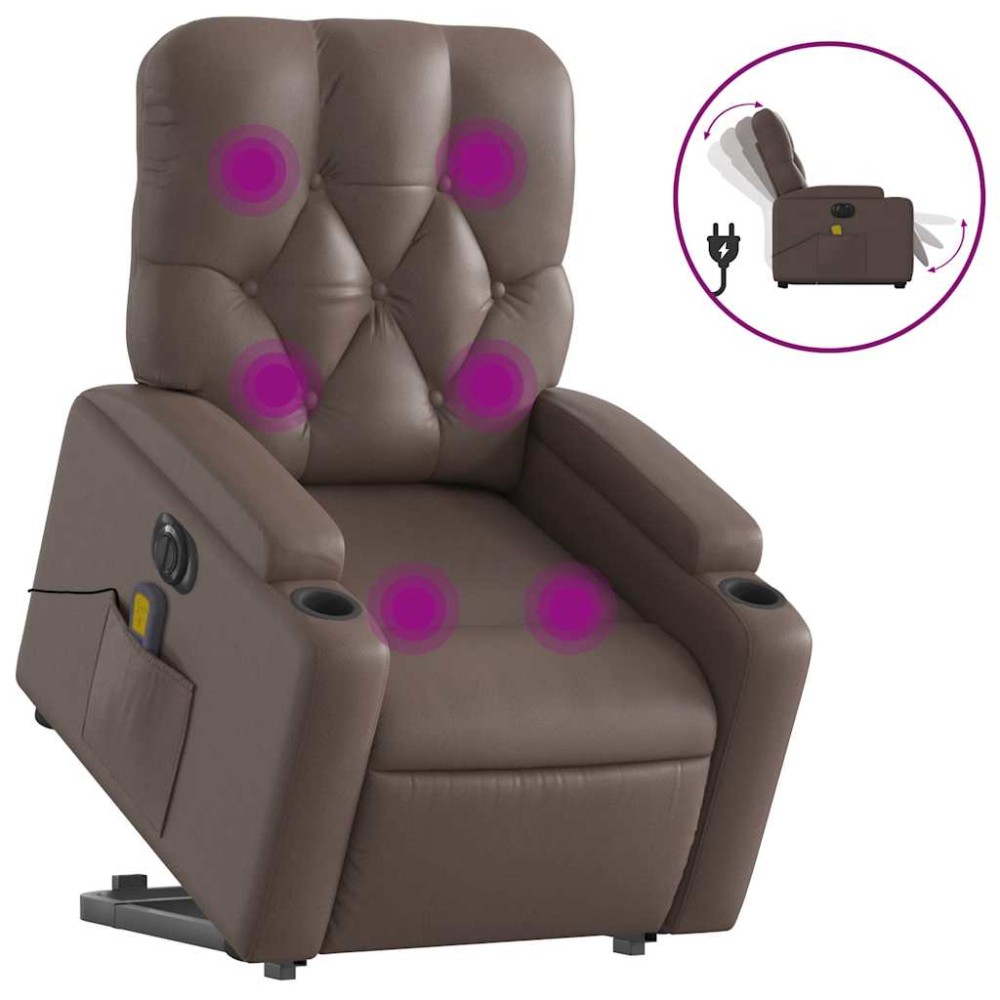 vidaXL Fotoliu electric masaj rabatabil cu ridicare, maro