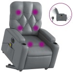 vidaXL Fotoliu masaj rabatabil electric cu ridicare, gri, piele eco
