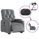 vidaXL Fotoliu masaj rabatabil electric cu ridicare, gri, piele eco