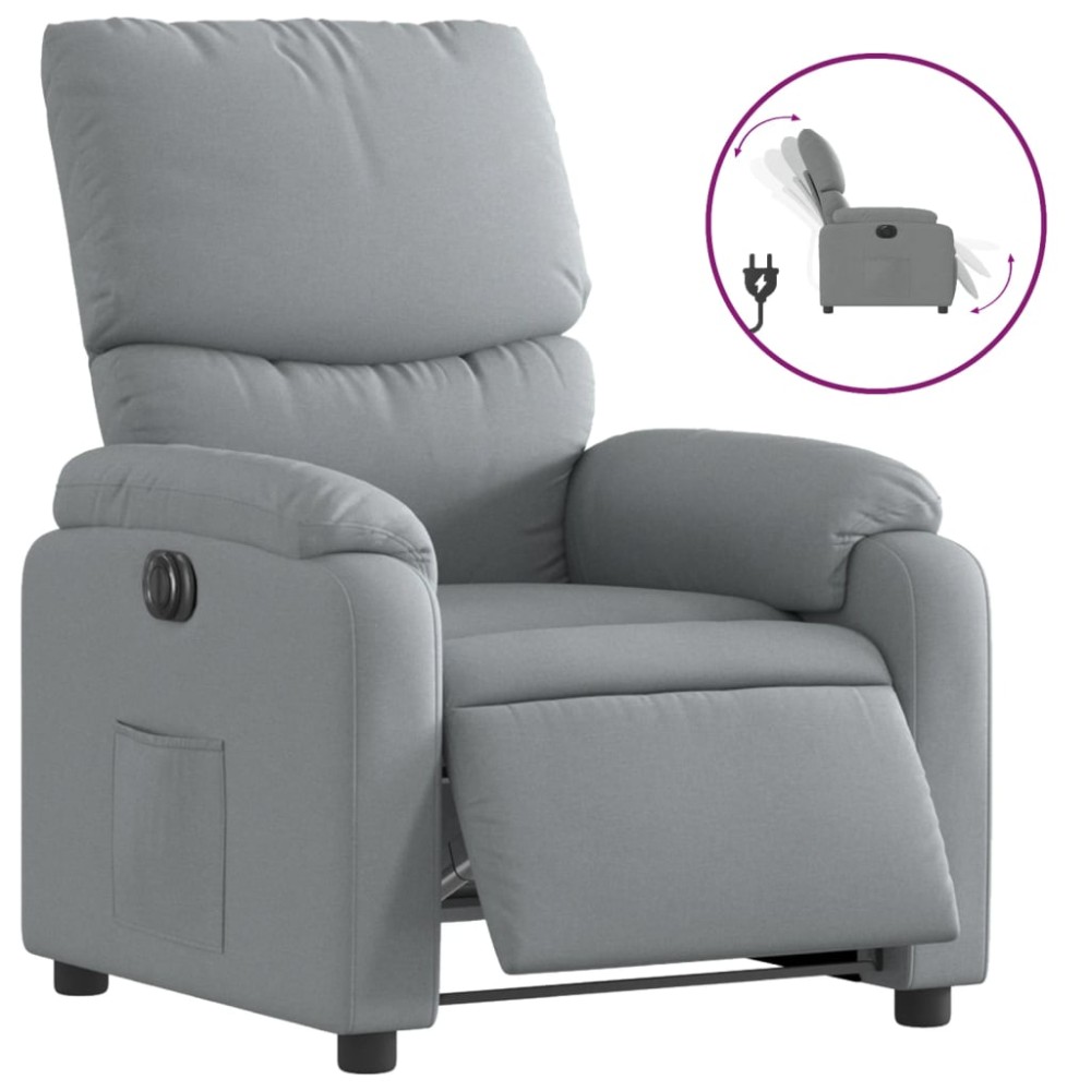 vidaXL Fotoliu rabatabil electric, gri deschis, textil