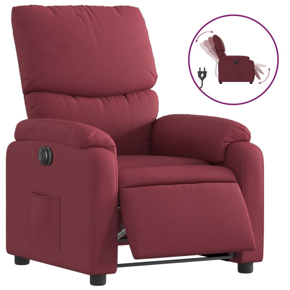 vidaXL Fotoliu rabatabil electric, roșu vin, material textil