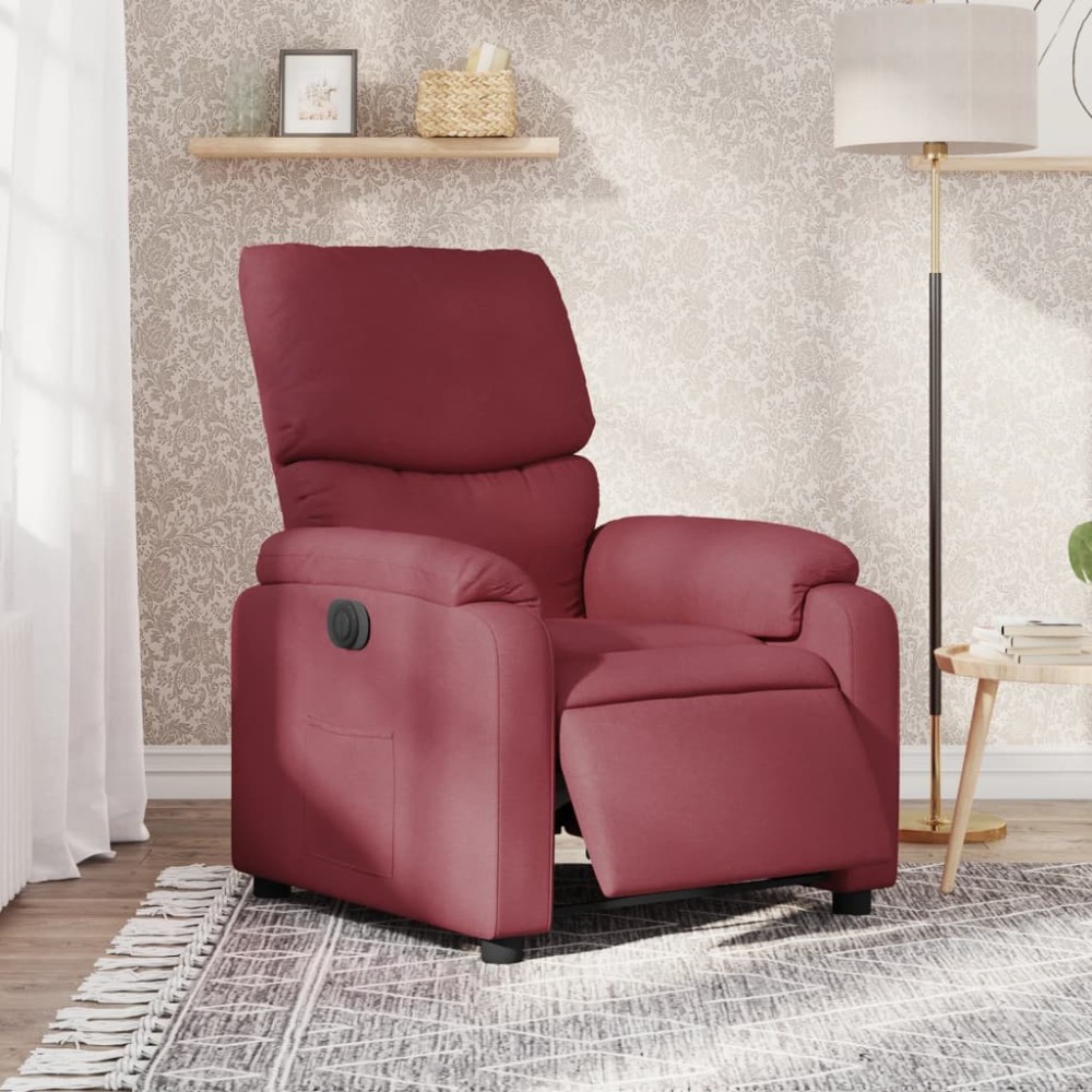 vidaXL Fotoliu rabatabil electric, roșu vin, material textil