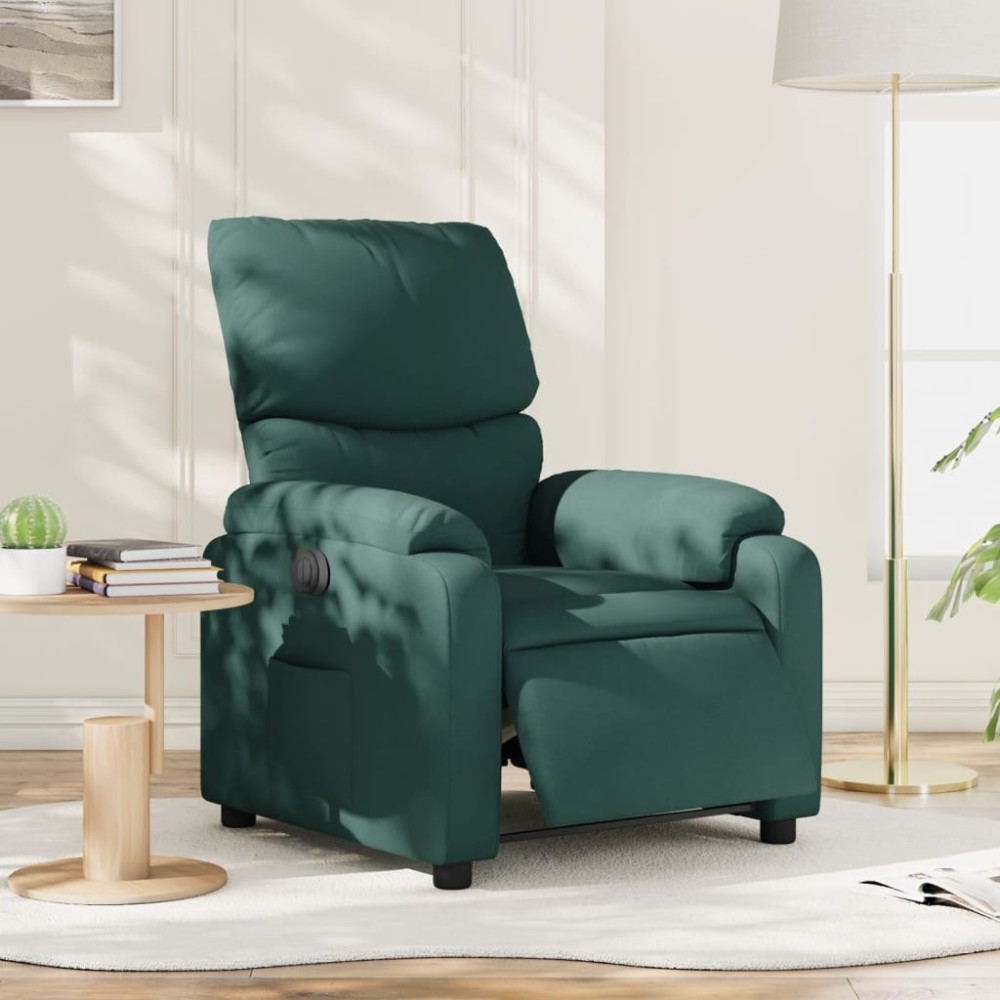 vidaXL Fotoliu rabatabil electric, verde închis, material textil