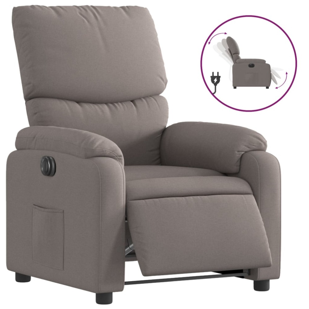vidaXL Fotoliu rabatabil electric, gri taupe, material textil