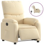 vidaXL Fotoliu rabatabil electric, crem, material textil