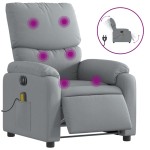 vidaXL Fotoliu electric de masaj rabatabil, gri deschis, microfibră