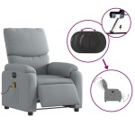 vidaXL Fotoliu electric de masaj rabatabil, gri deschis, microfibră