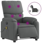 vidaXL Fotoliu electric de masaj rabatabil, gri închis, textil