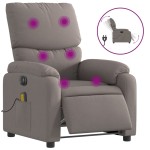 vidaXL Fotoliu electric de masaj rabatabil, gri taupe, textil