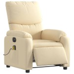 vidaXL Fotoliu electric de masaj rabatabil, crem, textil