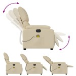 vidaXL Fotoliu electric de masaj rabatabil, crem, textil