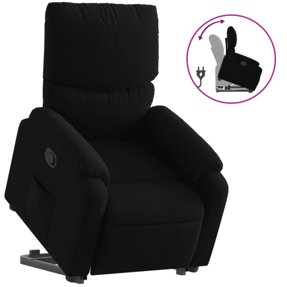 vidaXL Fotoliu rabatabil cu ridicare pe verticală, negru, textil
